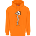 Headphone Wearing Skull Spine Childrens Kids Hoodie Orange