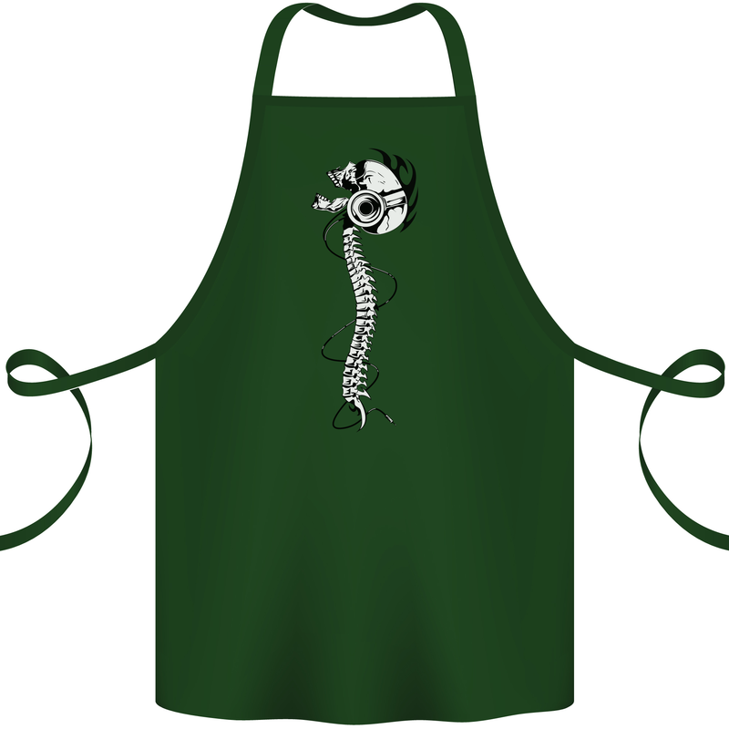 Headphone Wearing Skull Spine Cotton Apron 100% Organic Forest Green