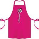 Headphone Wearing Skull Spine Cotton Apron 100% Organic Pink
