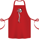 Headphone Wearing Skull Spine Cotton Apron 100% Organic Red