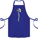 Headphone Wearing Skull Spine Cotton Apron 100% Organic Royal Blue
