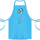 Headphone Wearing Skull Spine Cotton Apron 100% Organic Turquoise