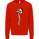 Headphone Wearing Skull Spine Kids Sweatshirt Jumper Bright Red