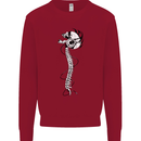 Headphone Wearing Skull Spine Kids Sweatshirt Jumper Red
