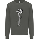 Headphone Wearing Skull Spine Kids Sweatshirt Jumper Storm Grey