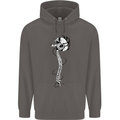 Headphone Wearing Skull Spine Mens 80% Cotton Hoodie Charcoal