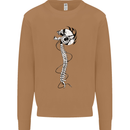 Headphone Wearing Skull Spine Mens Sweatshirt Jumper Caramel Latte