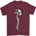 Headphone Wearing Skull Spine Mens T-Shirt Cotton Gildan Maroon