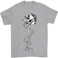 Headphone Wearing Skull Spine Mens T-Shirt Cotton Gildan Sports Grey