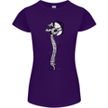 Headphone Wearing Skull Spine Womens Petite Cut T-Shirt Purple