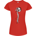 Headphone Wearing Skull Spine Womens Petite Cut T-Shirt Red