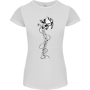 Headphone Wearing Skull Spine Womens Petite Cut T-Shirt White