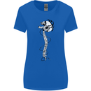 Headphone Wearing Skull Spine Womens Wider Cut T-Shirt Royal Blue
