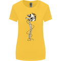 Headphone Wearing Skull Spine Womens Wider Cut T-Shirt Yellow