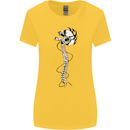 Headphone Wearing Skull Spine Womens Wider Cut T-Shirt Yellow