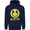 Headphones DJ Life Acid Face Vinyl Decks Childrens Kids Hoodie Navy Blue