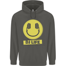 Headphones DJ Life Acid Face Vinyl Decks Childrens Kids Hoodie Storm Grey