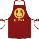 Headphones DJ Life Acid Face Vinyl Decks Cotton Apron 100% Organic Maroon