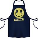 Headphones DJ Life Acid Face Vinyl Decks Cotton Apron 100% Organic Navy Blue