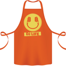 Headphones DJ Life Acid Face Vinyl Decks Cotton Apron 100% Organic Orange