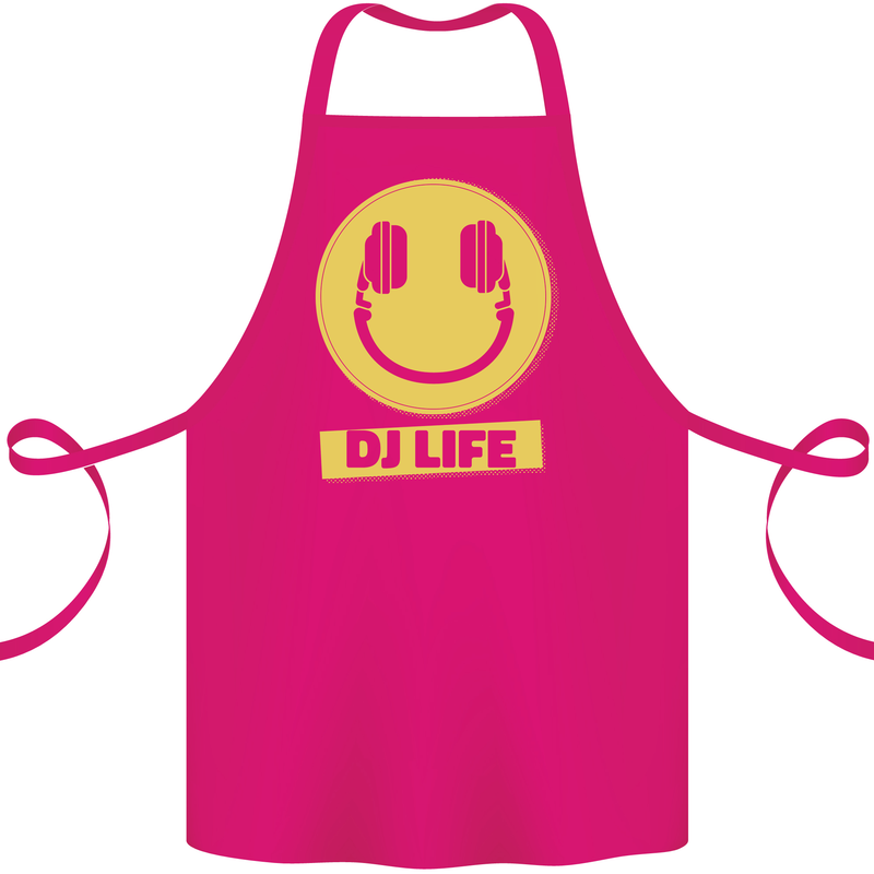 Headphones DJ Life Acid Face Vinyl Decks Cotton Apron 100% Organic Pink