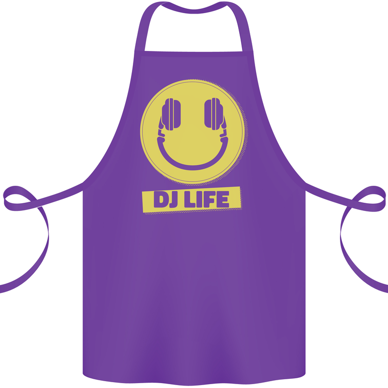 Headphones DJ Life Acid Face Vinyl Decks Cotton Apron 100% Organic Purple