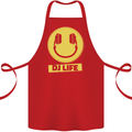 Headphones DJ Life Acid Face Vinyl Decks Cotton Apron 100% Organic Red