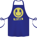 Headphones DJ Life Acid Face Vinyl Decks Cotton Apron 100% Organic Royal Blue