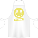 Headphones DJ Life Acid Face Vinyl Decks Cotton Apron 100% Organic White