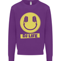 Headphones DJ Life Acid Face Vinyl Decks Kids Sweatshirt Jumper Purple
