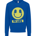 Headphones DJ Life Acid Face Vinyl Decks Kids Sweatshirt Jumper Royal Blue