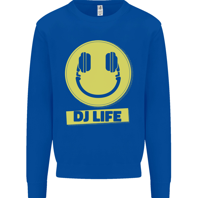 Headphones DJ Life Acid Face Vinyl Decks Kids Sweatshirt Jumper Royal Blue