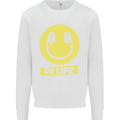 Headphones DJ Life Acid Face Vinyl Decks Kids Sweatshirt Jumper White