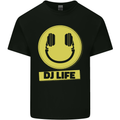 Headphones DJ Life Acid Face Vinyl Decks Kids T-Shirt Childrens Black