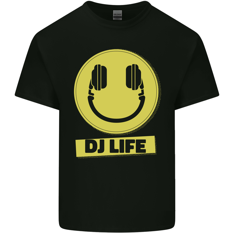 Headphones DJ Life Acid Face Vinyl Decks Kids T-Shirt Childrens Black