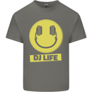 Headphones DJ Life Acid Face Vinyl Decks Kids T-Shirt Childrens Charcoal