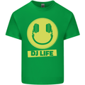 Headphones DJ Life Acid Face Vinyl Decks Kids T-Shirt Childrens Irish Green