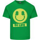 Headphones DJ Life Acid Face Vinyl Decks Kids T-Shirt Childrens Irish Green