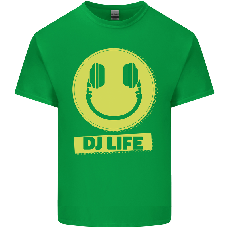 Headphones DJ Life Acid Face Vinyl Decks Kids T-Shirt Childrens Irish Green