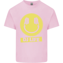 Headphones DJ Life Acid Face Vinyl Decks Kids T-Shirt Childrens Light Pink