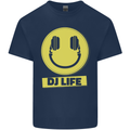 Headphones DJ Life Acid Face Vinyl Decks Kids T-Shirt Childrens Navy Blue