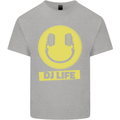 Headphones DJ Life Acid Face Vinyl Decks Kids T-Shirt Childrens Sports Grey