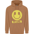 Headphones DJ Life Acid Face Vinyl Decks Mens 80% Cotton Hoodie Caramel Latte