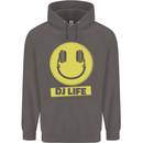 Headphones DJ Life Acid Face Vinyl Decks Mens 80% Cotton Hoodie Charcoal