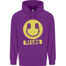 Headphones DJ Life Acid Face Vinyl Decks Mens 80% Cotton Hoodie Purple