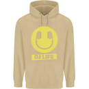 Headphones DJ Life Acid Face Vinyl Decks Mens 80% Cotton Hoodie Sand
