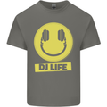Headphones DJ Life Acid Face Vinyl Decks Mens Cotton T-Shirt Tee Top Charcoal