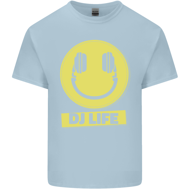 Headphones DJ Life Acid Face Vinyl Decks Mens Cotton T-Shirt Tee Top Light Blue