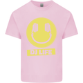 Headphones DJ Life Acid Face Vinyl Decks Mens Cotton T-Shirt Tee Top Light Pink
