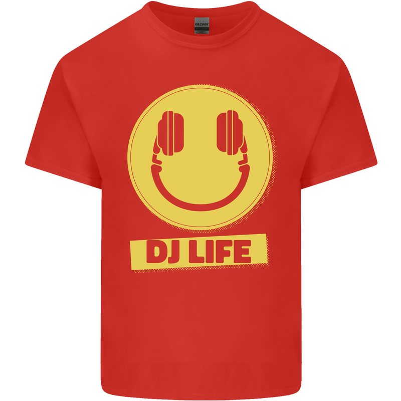 Headphones DJ Life Acid Face Vinyl Decks Mens Cotton T-Shirt Tee Top Red